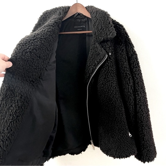 AllSaints Kentaro Sherpa Biker Jacket - Picture 7 of 14